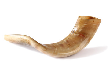 shofar (horn) isolated on white. jewish traditional symbol
 - obrazy, fototapety, plakaty