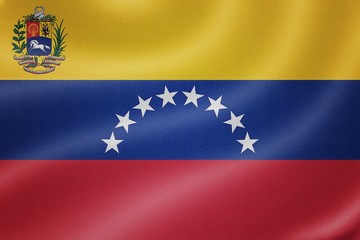 Venezuela flag on the fabric texture background