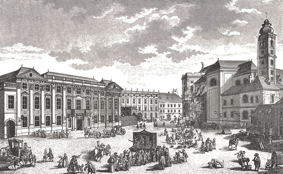 Wien - Freyung um 1720, Vorlage zu Kupferstich
