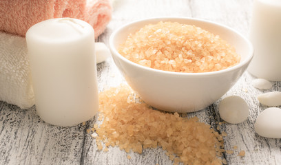 Spa salon with sea salt