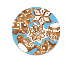 Isolated background with Christmas ginger biscuits. Watercolor illustration