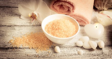 Spa salon with sea salt