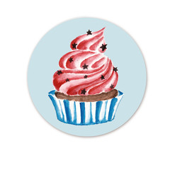 Isolated background with dessert. Watercolor illustration