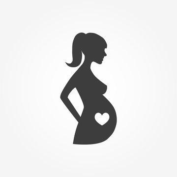 Pregnant woman flat silhouette icon