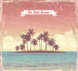 Coconut island and sunset sky. - 85860757