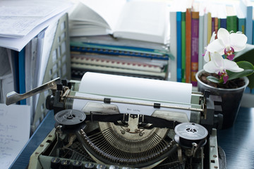 Vintage typewriter inscribed on paper new life