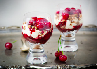 dessert with cherry