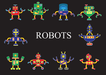 Naklejka premium Robots from outer space, the invader or friend