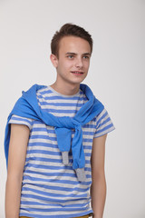 Portrait of a guy in a blue striped clothes