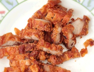 Fried pork in a dish