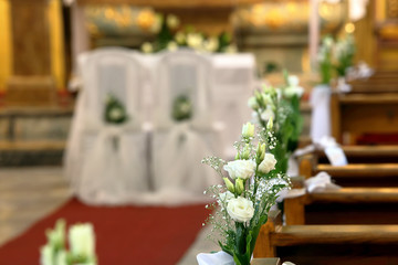 Church decoration before wedding ceremony