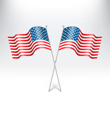 Obraz premium Wavy USA national flags on grayscale background