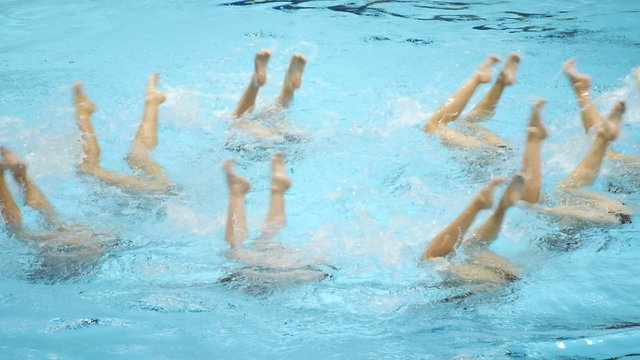 Swimming Pool Women's Team Synchronized Dance Legs Slomo