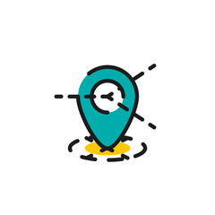 Color line icon for flat design. Map tag