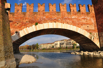 Castelvecchio bridge and adige river. Verona. Italy. 