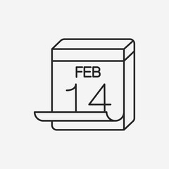 valentine's day calendar line icon