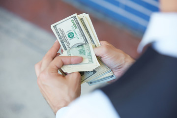 closeup money in male hands