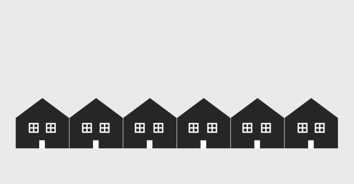 Several attached houses silhouettes, vector design