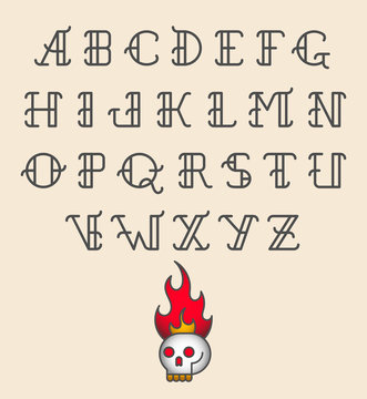 Old school tattoo alphabet