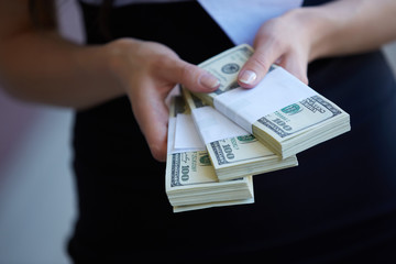 Money close-up in women's hands