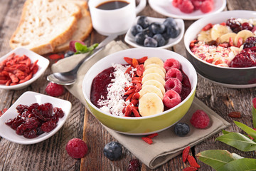 smoothie bowl, berry fruits and ingredient