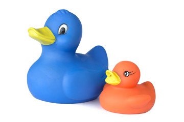 Blaue und orange ente