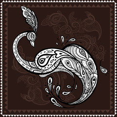 Peacock. Decorative Vector illustration.