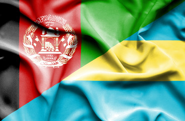 Waving flag of Bahamas and Afghanistan