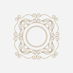 Vector mono line frame. Elegant monogram design template.