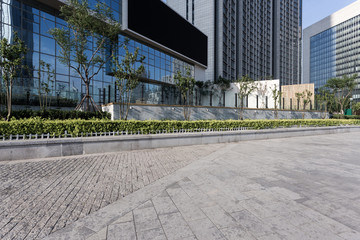 Fototapeta premium urban building with cement floor road