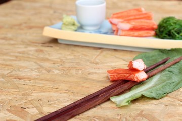 crab sticks on a plate