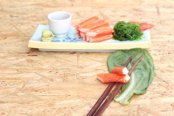 crab sticks on a plate