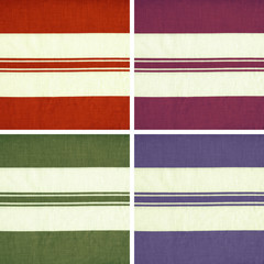 Collection of colorful striped woven fabric texture
