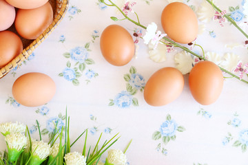 Eggs old vintage style on retro background