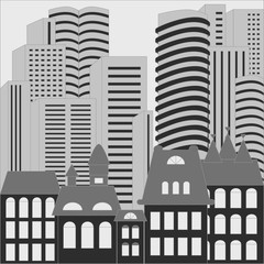  city. modern and old building background. stock vector