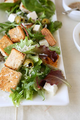 salad with greens and croutons