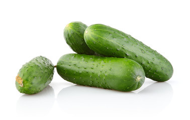 Fresh Cucumbers on white