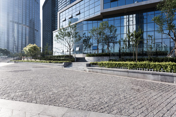 urban building with cement floor road