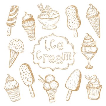 Hand drawing set of ice cream