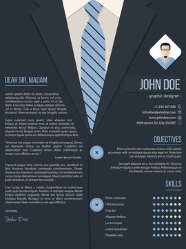 Cool cover letter resume template with business suit background