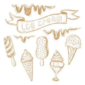Hand drawing set of ice cream