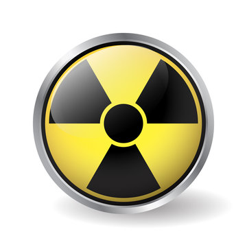 Radioactive sign button vector