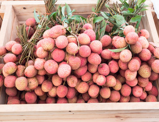 Ripe lychee in the market