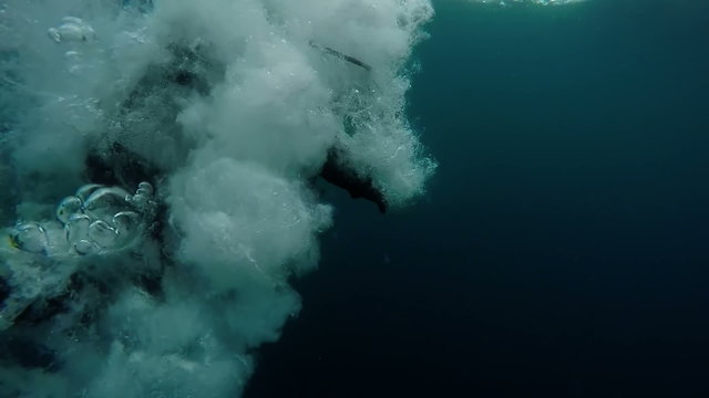 Scuba Diver Jumping Off Dive Boat