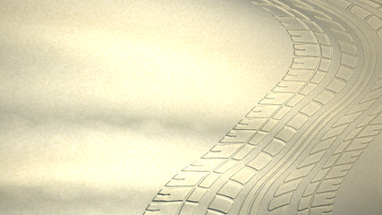 Tyre trackes in the sand, 3D illustration © dream@do
