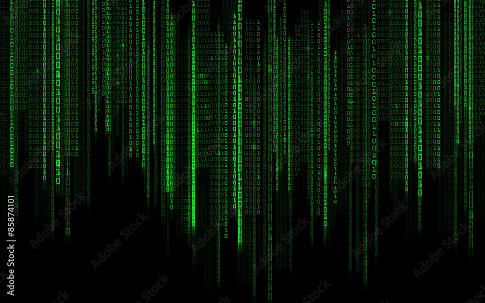 Poster black green binary system code background