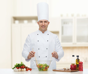 happy male chef cook cooking food