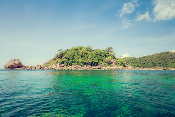 Fototapeta premium Natural tropical beach and sea in Thailand. Retro filter.