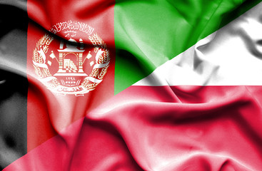 Waving flag of Poland and Afghanistan
