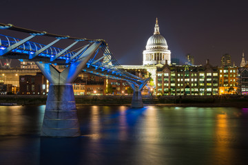 St Paul's Cathedral and Millennium Footbridge over the Thames